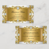 宝石エレガント王室の華美ホワイトゴールデン金ゴールドリーフ 名刺 (正面/裏面)