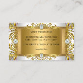 宝石エレガント王室の華美ホワイトゴールデン金ゴールドリーフ 名刺 (裏面)