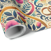 宝石エレガント調色と絡み合ったリングや輪結婚の ラッピングペーパー (ロールコーナー)