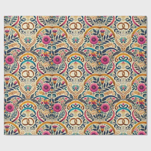 宝石エレガント調色と絡み合ったリングや輪結婚の ラッピングペーパー (フラット)