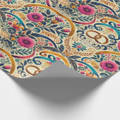 宝石エレガント調色と絡み合ったリングや輪結婚の ラッピングペーパー (角)