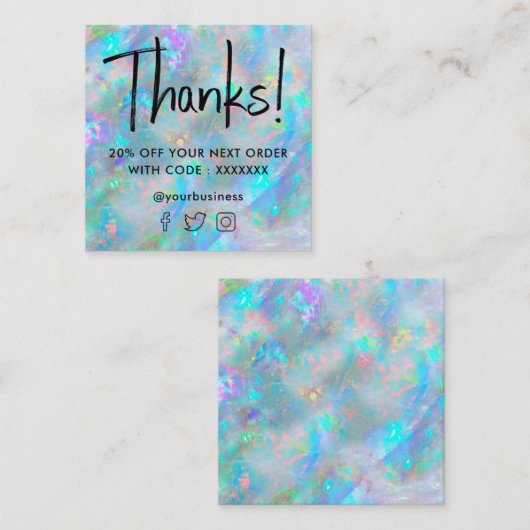 宝石オパールインスパイアテクスチャ割引カード スクエア名刺 (正面/裏面)