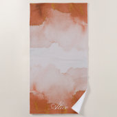 宝石オレンジ金ゴールドモノグラムビーチタオル ビーチタオル (正面)