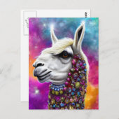 宝石カラフル入りラマ葉書 ポストカード (正面/裏面)