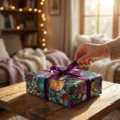 宝石カラフル及び鉱物の複雑な模様 ラッピングペーパーシート