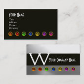 宝石カラフル石白黒グレーモノグラム 名刺 (正面/裏面)