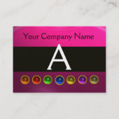 宝石カラフル石白黒ピンクモノグラム 名刺 (裏面)