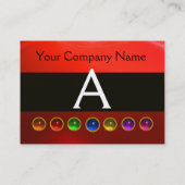 宝石カラフル石白黒赤モノグラム 名刺 (裏面)