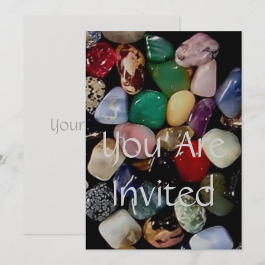 宝石カラフル石 招待状 (正面/裏面)