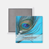 宝石クジャクの羽の日付の保存 マグネット (正面/裏面)