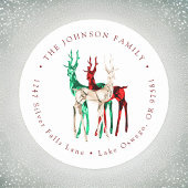 宝石クリスタル鹿のクリスマス返送先住所ラベル ラウンドシール