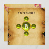 宝石クロス 初聖体拝領 / 洗礼 黄 招待状 (正面/裏面)