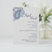 宝石シルバーブルーペイズリーヒンドゥー結婚ズ詳細 招待状 (スタンド正面)