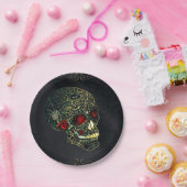 宝石スパイダースカル&バラグラムゴシックパーティー ペーパープレート (パーティー)