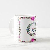 宝石ダイヤモンドイニシャルGモノグラムアート コーヒーマグカップ (正面左)