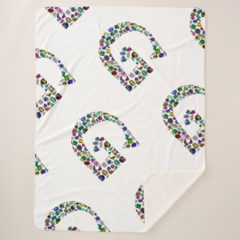 宝石ダイヤモンドイニシャルGモノグラムアート シェルパブランケット