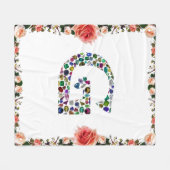 宝石ダイヤモンドイニシャルGモノグラムアート フリースブランケット (正面(横))