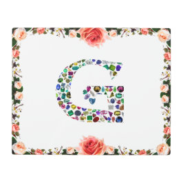 宝石ダイヤモンドイニシャルGモノグラムアート メタルプリント