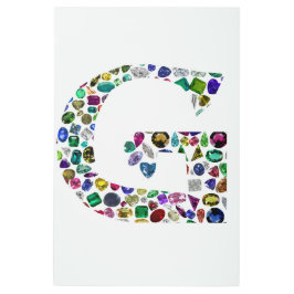 宝石ダイヤモンドイニシャルGモノグラムアート メタルプリント