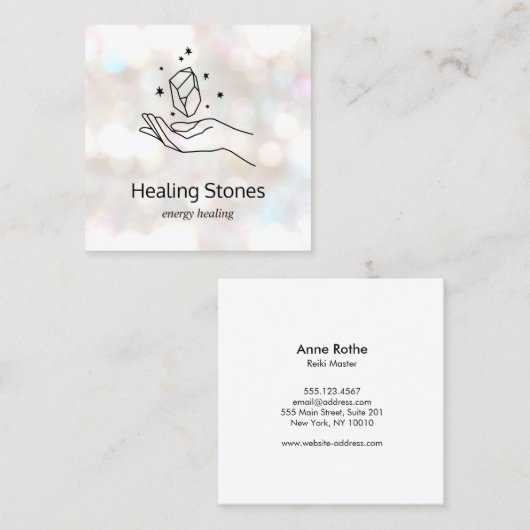 宝石チャクラエネルギー霊気開業医 スクエア名刺 (正面/裏面)