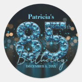 宝石ティール（緑がかった色）とブラック85誕生祝い ラウンドシール (正面)