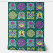 宝石トーンお洒落手描きボーホダークグリーン 壁紙 (ほどく)