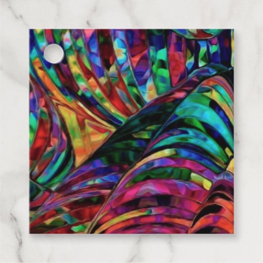 宝石トーンのステンドグラス抽象芸術ギフトラベル フェイバータグ (正面)