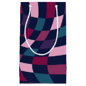 宝石トーンカラフルのゆがんだチェッカーボード スモールペーパーバッグ (正面)