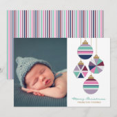 宝石トーンジオメトリオーナメントホリデーフォトカード シーズンカード (正面/裏面)