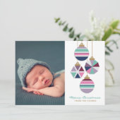 宝石トーンジオメトリオーナメントホリデーフォトカード シーズンカード (スタンド正面)