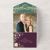 宝石トーンプラムパープル結婚ズ オールインワン招待状 (外側)