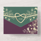 宝石トーンプラムパープル結婚ズ オールインワン招待状 (裏面)