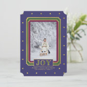 宝石トーン写真付きクリスマスジョイ シーズンカード (スタンド正面)