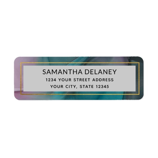 宝石トーン大理石インク洗浄パターン ラベル (正面)