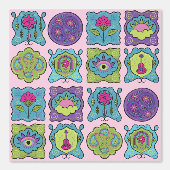 宝石トーン手描きボホお洒落ピンク 壁紙 (正面)