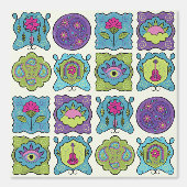 宝石トーン手描きボホお洒落フレームクリーム 壁紙 (正面)