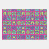 宝石トーン手描きボホお洒落フレーム ラッピングペーパーシート (正面3)