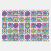 宝石トーン手描きボホお洒落フレーム ラッピングペーパーシート (正面2)