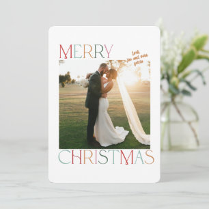 宝石トーン新結婚した婚クリスマスカード シーズンカード