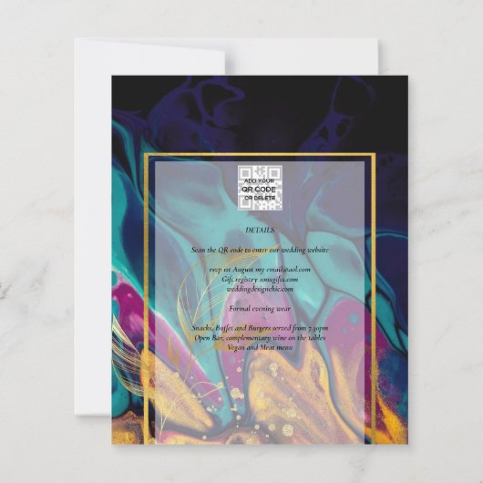 宝石トーン結婚ズインクプラムパープルティール（緑がかった色）ネイビー金ゴールド (裏面)