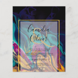 宝石トーン結婚ズインクプラムパープルティール(緑がかった色)ネイビー金ゴールド チラシ