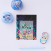 宝石トーン結婚ズインクプラムパープルティール（緑がかった色）ネイビー金ゴールド チラシ (シングル)