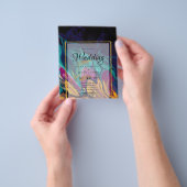 宝石トーン結婚ズインクプラムパープルティール(緑がかった色)ネイビー金ゴールド チラシ (手)