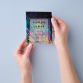 宝石トーン結婚ズインクプラムパープルティール(緑がかった色)ネイビー金ゴールド チラシ (手)