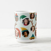 宝石トーン間抜けクリスマスハットシックスフォトコラージュ コーヒーマグカップ (中央)