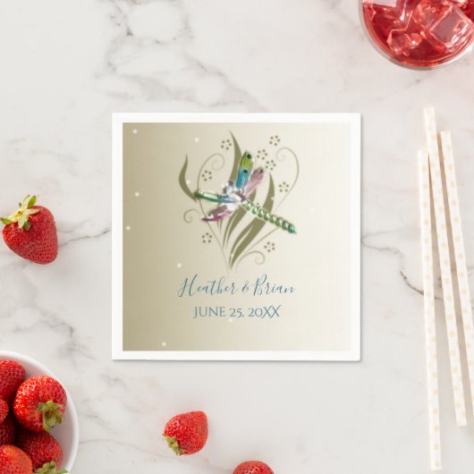 宝石ドラゴンフライ結婚ズ紙ナプキンス スタンダードカクテルナプキン (インサイチュ)