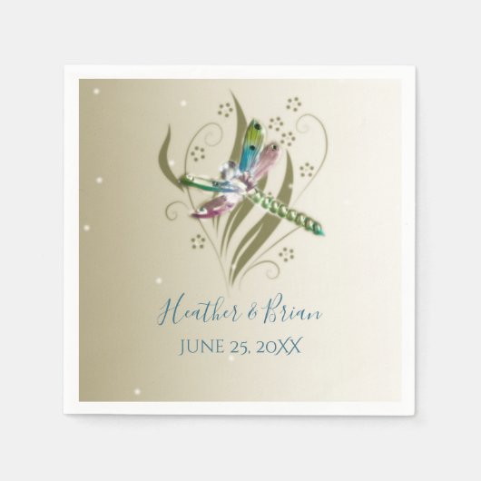 宝石ドラゴンフライ結婚ズ紙ナプキンス スタンダードカクテルナプキン (正面)