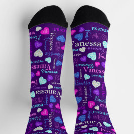 宝石ハート名前をカスタムするカラフルヴァネッサ ソックス