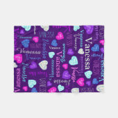 宝石ハート名前をカスタムするカラフルヴァネッサ フリースブランケット (正面(横))