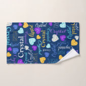 宝石ハート名前をカスタムするカラフル結晶 バスタオルセット (ハンドタオル)